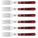 Jogo 6 Garfos Polywood Jumbo Aço Inox Tramontina Com Cabo De Madeira Vermelho